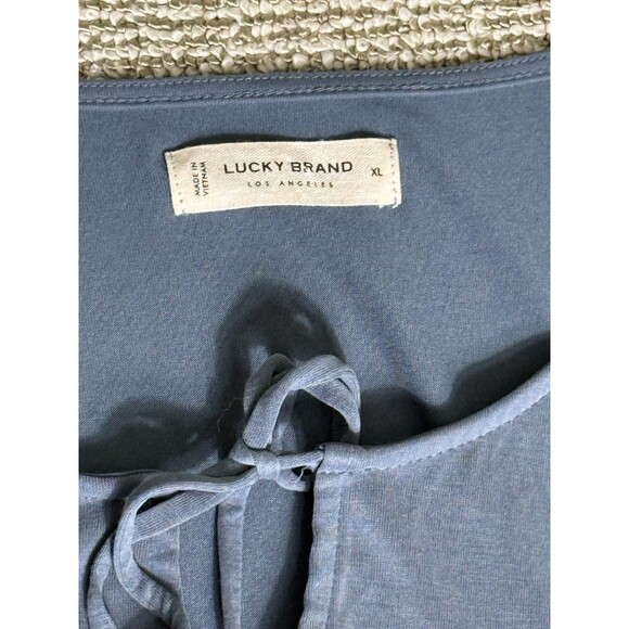 Lucky Brand Sandwash Tie Front Top Womens XL Blue - Picture 2 of 8